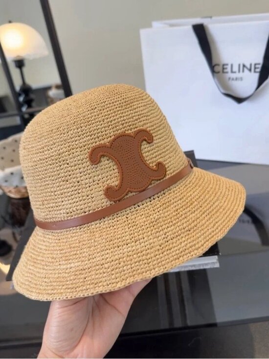 CELINE Natural Straw Bucket Hat Triomphe OS main image 6